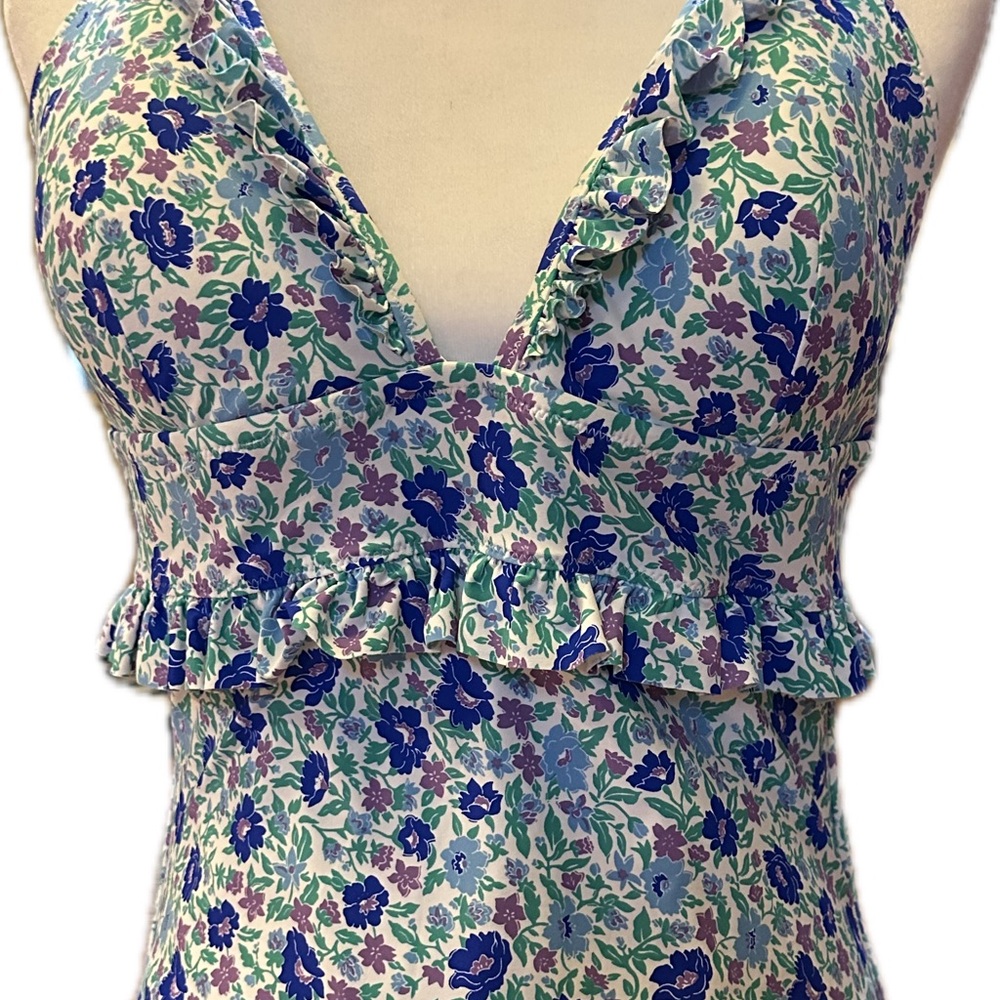 J. Crew Floral One Piece Swimsuit - Blue and Green